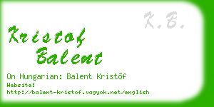 kristof balent business card